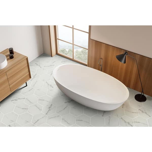 Hensly Marbello 9 in. x 10 in. Matte Porcelain Marble Look Floor and Wall Tile (6.89 sq. ft./Case)