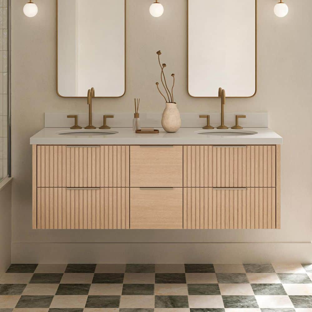 Lucia 36 in. W x 0 in. D x 0 in. H Single Sink Wall-Mounted Bath Vanity in Natural Oak with Top price history on PriceWatchPro