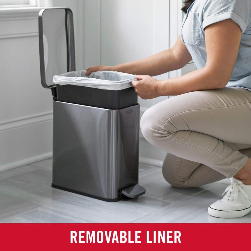 2.6 Gallon Silver Stainless Steel Rectangular Step-On Trash Can