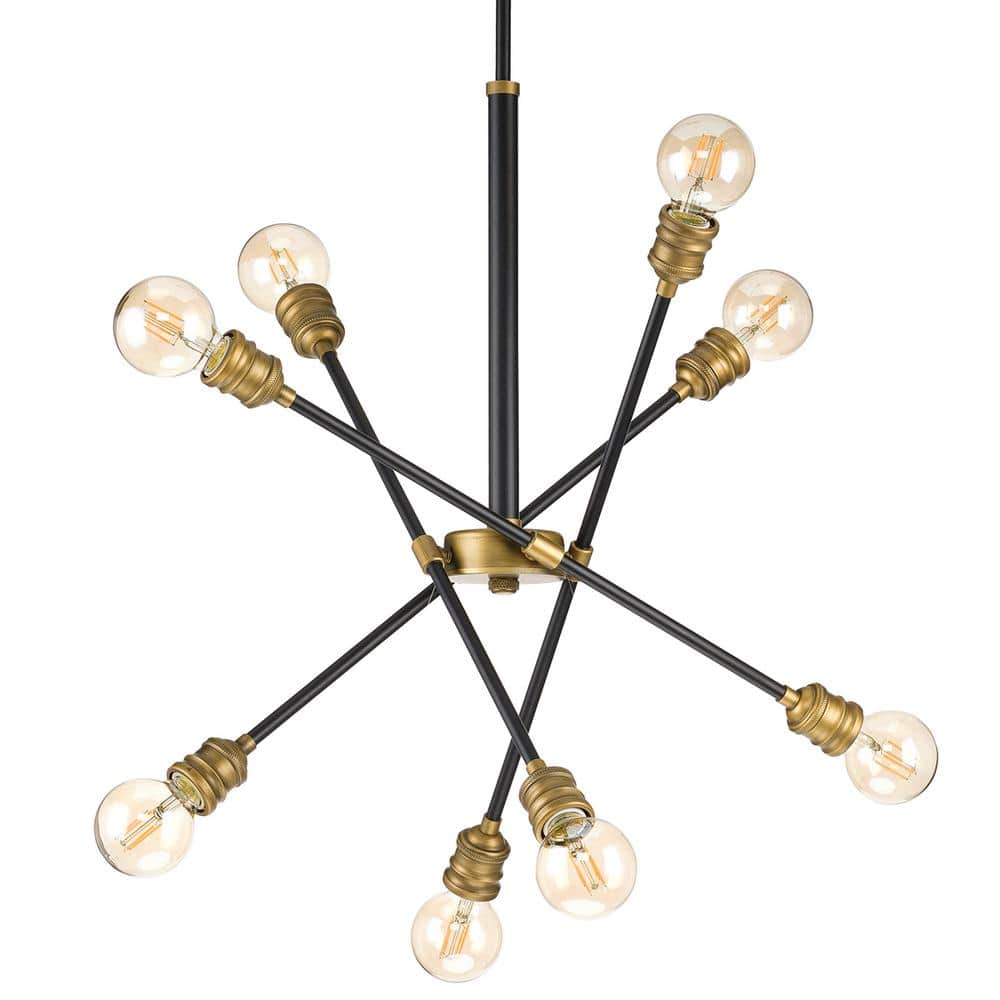 Progress Lighting Landrum 8Light Black with Vintage Brass Accents