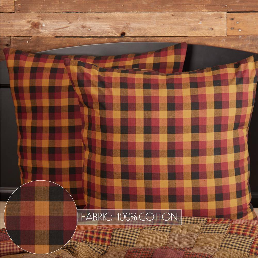 Heritage Farms Burgundy Mustard Black Cotton Euro Sham
