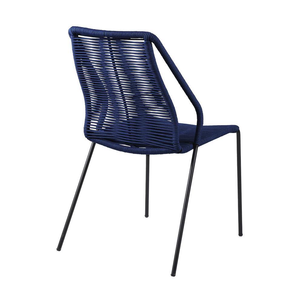 Clip 22" Blue Steel and Rope Armless Side Chairs - Set of 2
