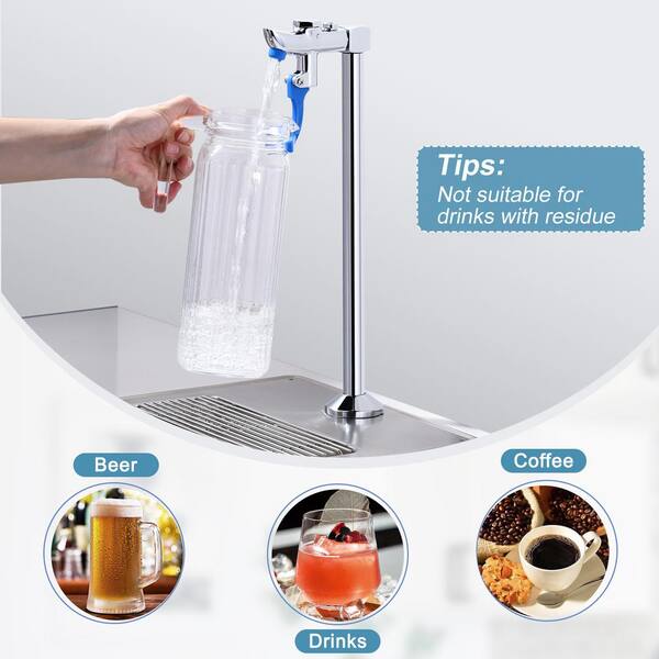 13.8 in. Deck Mount Glass Filler Faucet, Push-Back Glass Filling Station with Male Shank Pedestal in Polished Chrome