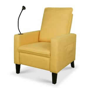 Yellow Modern Polyester Recliner with Phone Holder and Side Pocket