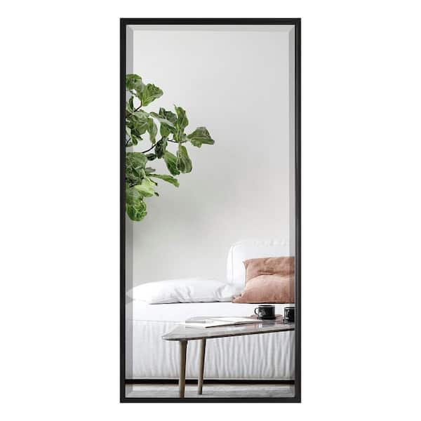 Mirrorize Canada 35x16 in. Framed Beveled Vanity Wall Mirror Rectangle Large Long Black Metal Frame Modern Industrial