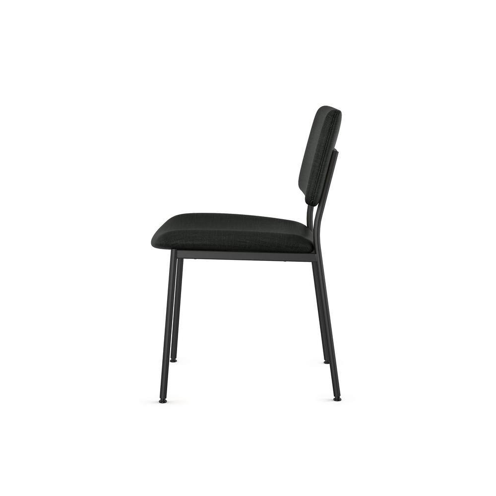High Back Black Polyester and Bronze Metal Side Chair