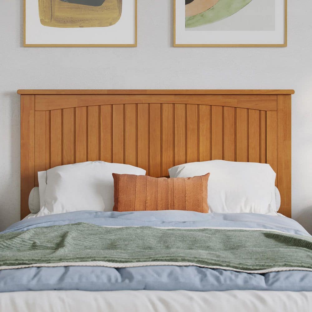 Naples Full Light Toffee Wood Platform Bed with Headboard and Slats