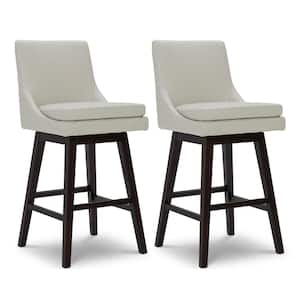 Fiona 30.7 in. Light Gray High Back Solid Wood Frame Swivel Counter Height Bar Stool with Faux Leather Seat(Set of 2)