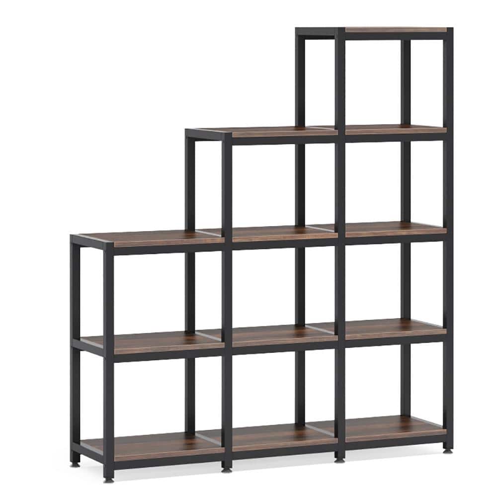 Bella 51.6 in. Rustic Brown Wood 12-Shelf Ladder Bookcase with 9-Cube price history on PriceWatchPro