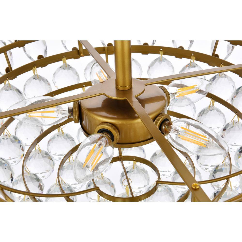 Emilia Brass and Crystal 5-Light Flush Mount