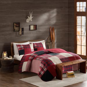 Sunset 3-Piece Red King/Cal King Oversized Cotton Quilt Mini Set