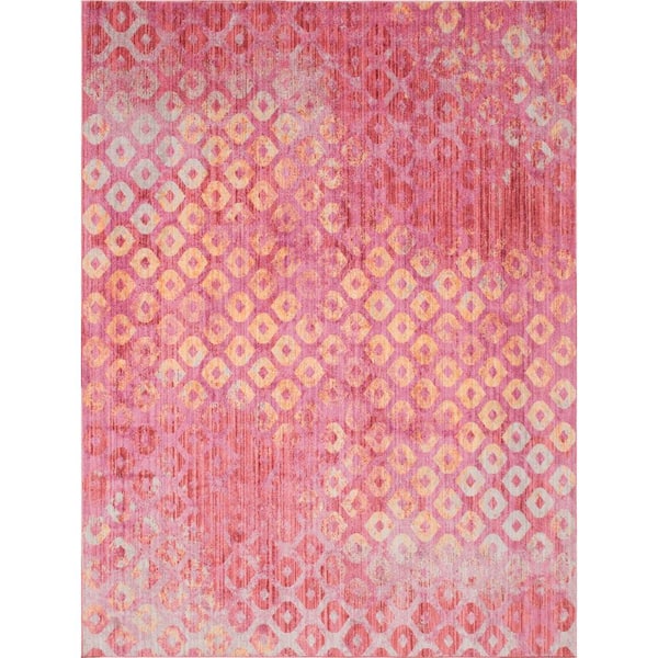 Unique Loom Pink 10 ft. x 13 ft. Rainbow Area Rug