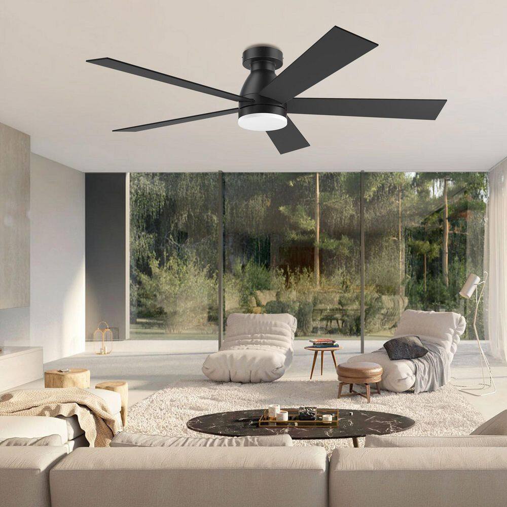 52 in. Smart Outdoor Indoor Black Flush Mount Ceiling Fan with Lights Remote, Quiet, Controll by Voice Alexa App price history on PriceWatchPro