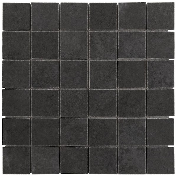 Urbane Charcoal Gray 4 in. x 0.35 in. Matte Porcelain Mosaic Floor and Wall Tile Sample