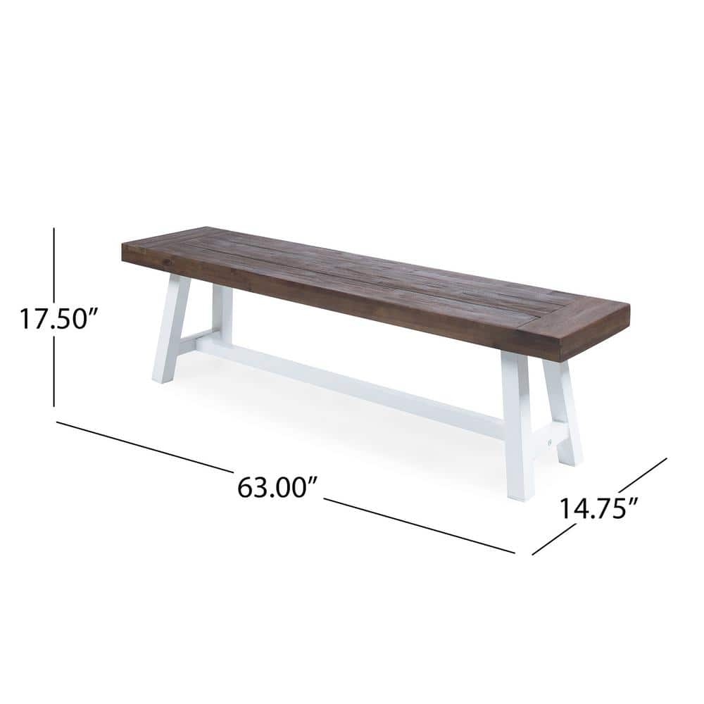 Sandblast Dark Brown and White Acacia Wood 6-Piece Outdoor Dining Set