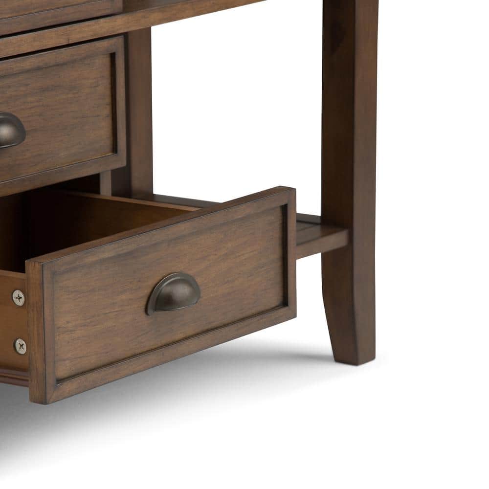 Rustic Natural Aged Brown Wood Console Table with Storage