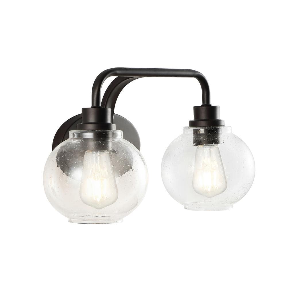 Sandrine French Country 17.5" Oil-Rubbed Bronze Vanity Light with Clear Seeded Glass