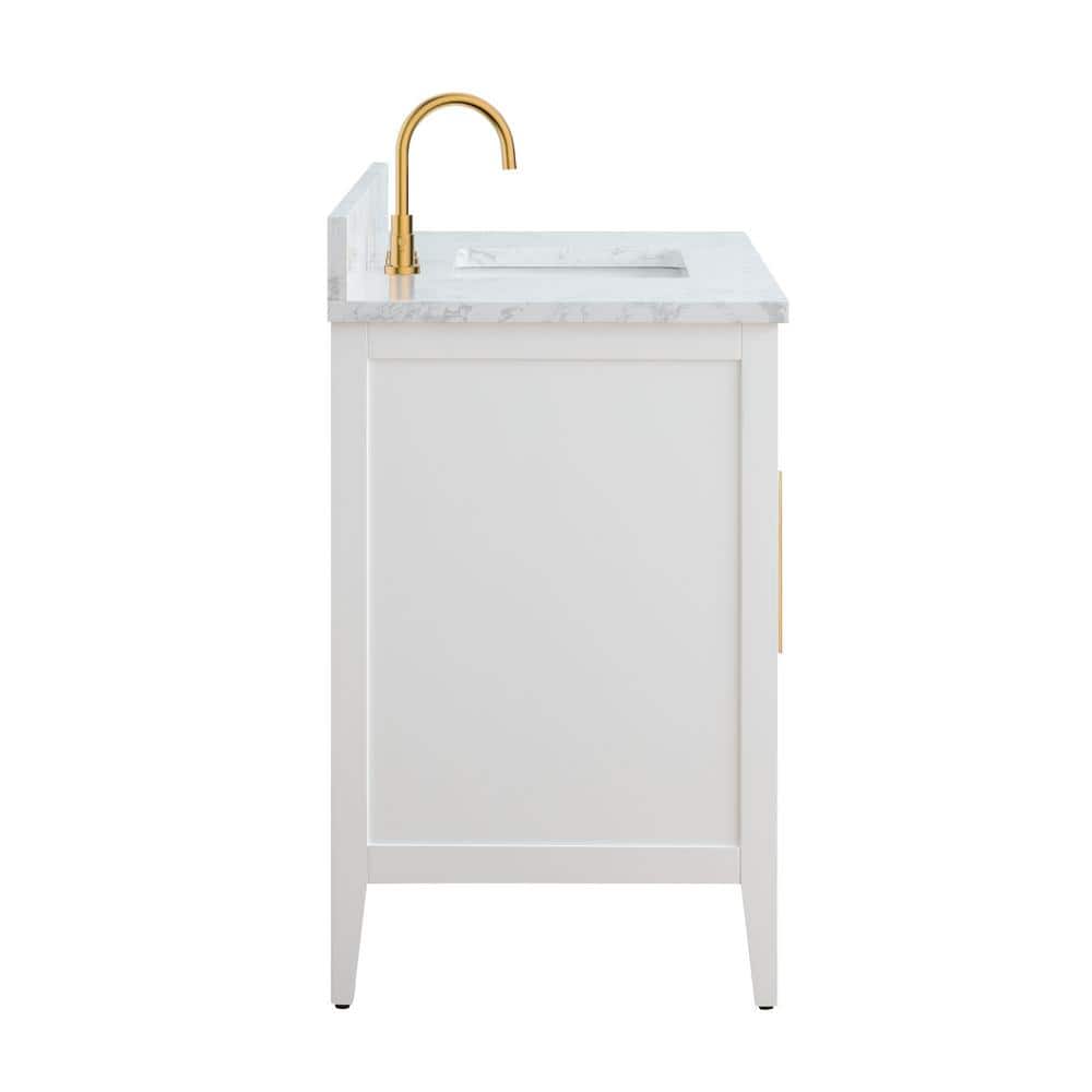 60'' White MDF Single Sink Bathroom Vanity with Engineered Marble Top