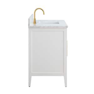 60 in. W x 22 in. D x 34 in. H Single Sink Bathroom Vanity Cabinet in White with Engineered Marble Top in White