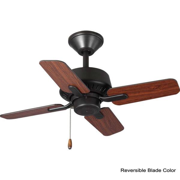 24 Inch Bronze Ceiling Fan 4 Blades Reversible Indoor Light Chain Small 3 Speed 