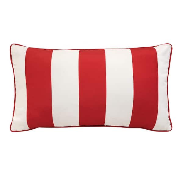 Outdoor Printed Red Stripe Lumbar Pillow 14 x 26-Includes 1-Lumber Pillow