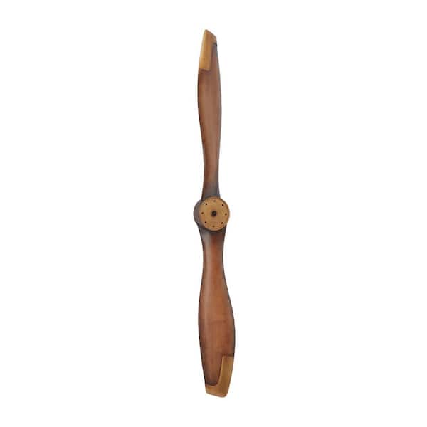 Litton Lane 5 in. x  48 in. Metal Brown 2 Blade Airplane Propeller Wall Decor with Aviation Detailing