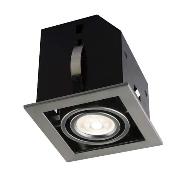 Unbranded 4.5 in. Single Cube Brushed Chrome Recessed LED Lighting Kit with GU10 Bulb Included
