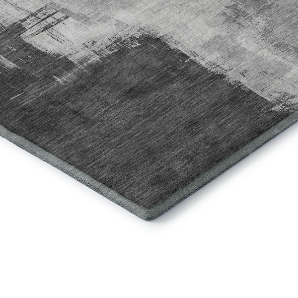 Mayfield Premium Machine Washable Abstract AMF1332 Gray 3 ft. x 4 ft. Area Rug