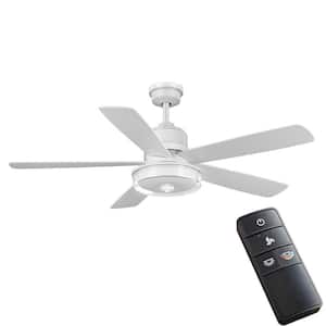 Castleford 52 in. White Color Changing Integrated LED Matte White Downrod Ceiling Fan with Light Kit and Remote Control