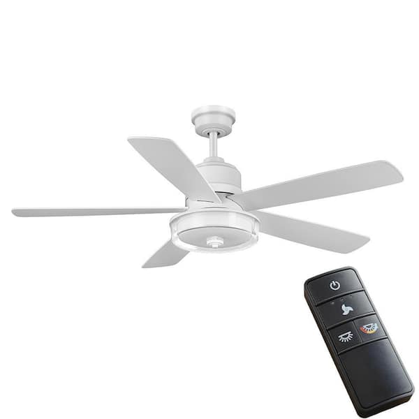 Home Decorators Collection Castleford 52 in. White Color Changing Integrated LED Matte White Downrod Ceiling Fan with Light Kit and Remote Control