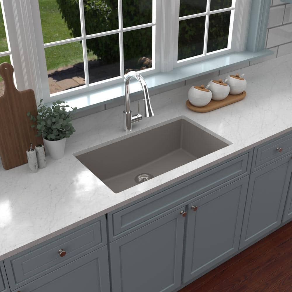 Concrete Quartz Large Single Bowl Undermount Kitchen Sink