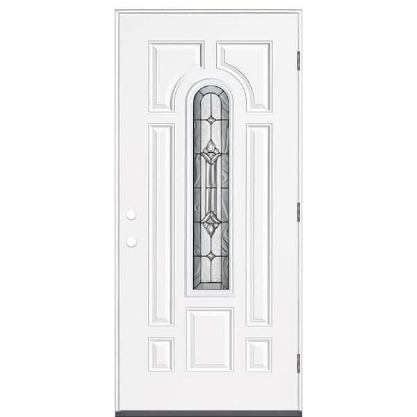 Masonite 36 in. x 80 in. Providence Center Arch Left Hand Outswing Primed Steel Prehung Front Exterior Door