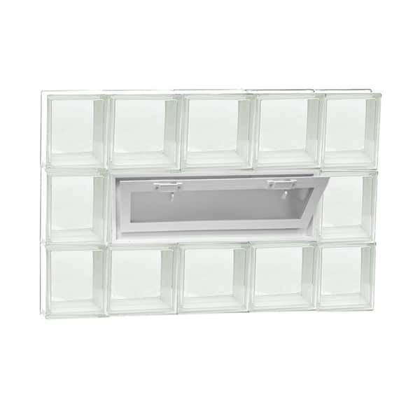 Clearly Secure 34.75 in. x 23.25 in. x 3.125 in. Frameless Vented Clear Glass Block Window