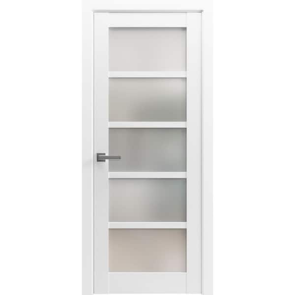 Sartodoors 4002 32 in. x 84 in. Left-Hand/Inswing Solid Frosted Glass White Single Prehung Interior Door with Hardware