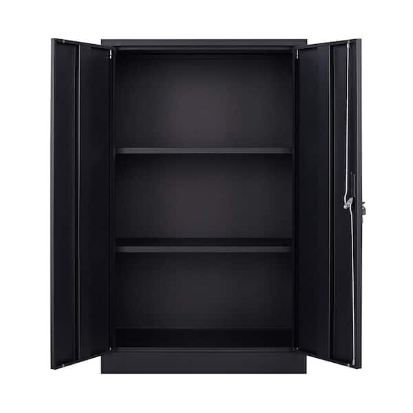 URTR Black Folding File Cabinet with 2 Adjustable Shelves, Metal