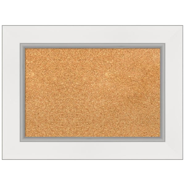 Amanti Art Eva White Silver 23.38 in. x 17.38 in. Framed Corkboard Memo Board