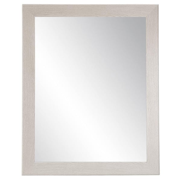 BrandtWorks Medium Rectangle Light Gray Wood Grain Modern Mirror (36 in. H x 32 in. W)