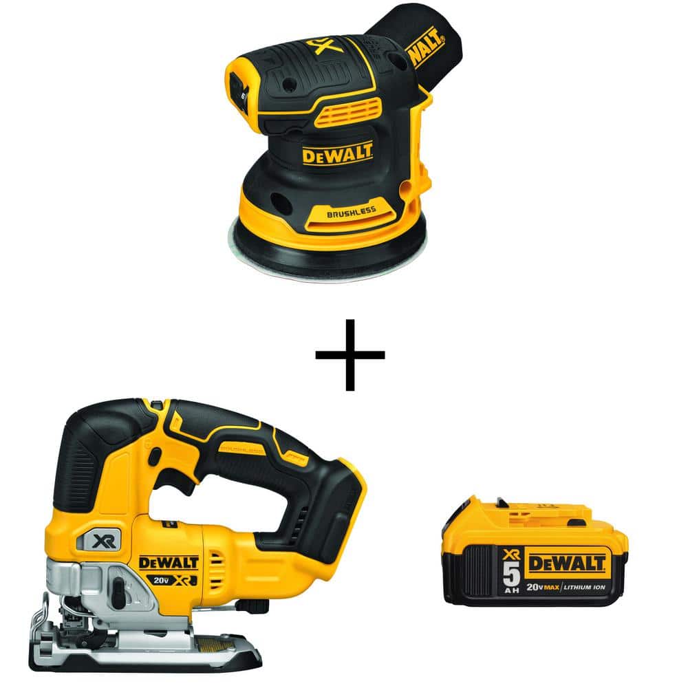 20V MAX XR Cordless Brushless 5 in. Random Orbital Sander, 20V MAX XR Cordless Jigsaw, and (1) 20V 5.0Ah Battery price history on PriceWatchPro
