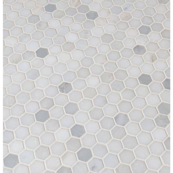 Polished Marble Mosaic Tile, Hexagon Floor Tile Bathroom Home Depot