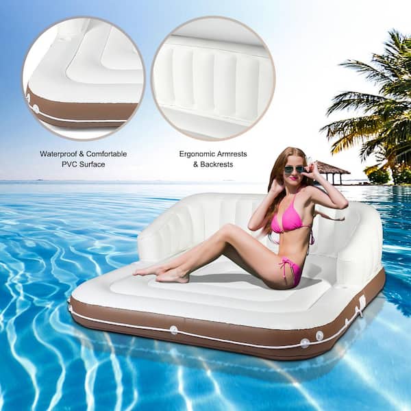 Canopy Island Inflatable Swimming Pool Water Float Raft Private Island Lounge 