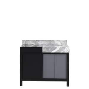 Zilara 42 in W x 22 in D Black and Grey Bath Vanity and Castle Grey Marble Top