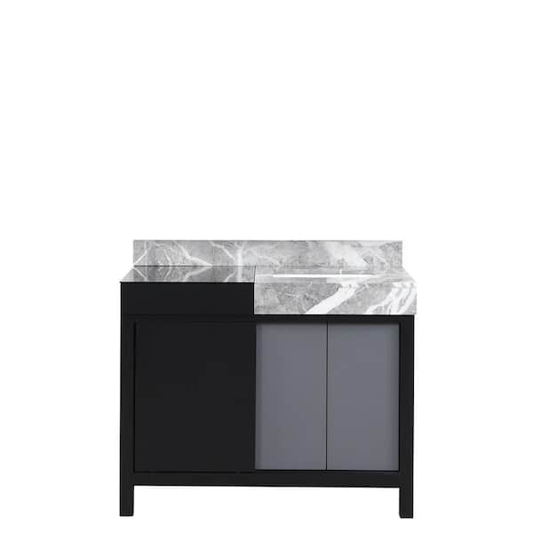 Zilara 42 in W x 22 in D Black and Grey Bath Vanity and Castle Grey Marble Top