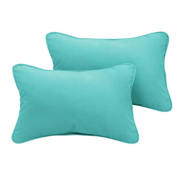 SORRA HOME Sunbrella Canvas Aruba Rectangular Outdoor Corded Lumbar Pillows (2-Pack)