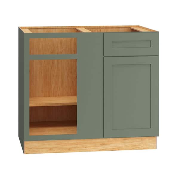 Quickship Cottage 39 in. W x 24 in. D x 34.5 in. H Assembled Plywood Shaker Corner Blind Kitchen Cabinet in Conifer