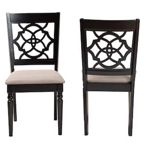 Renaud Sand and Dark Brown Fabric Dining Chair (Set of 2)