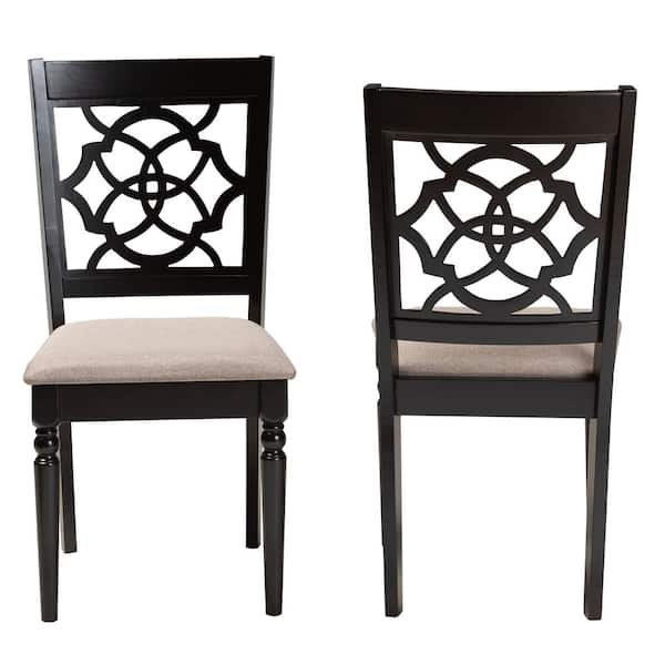 Baxton Studio Renaud Sand and Dark Brown Fabric Dining Chair Set