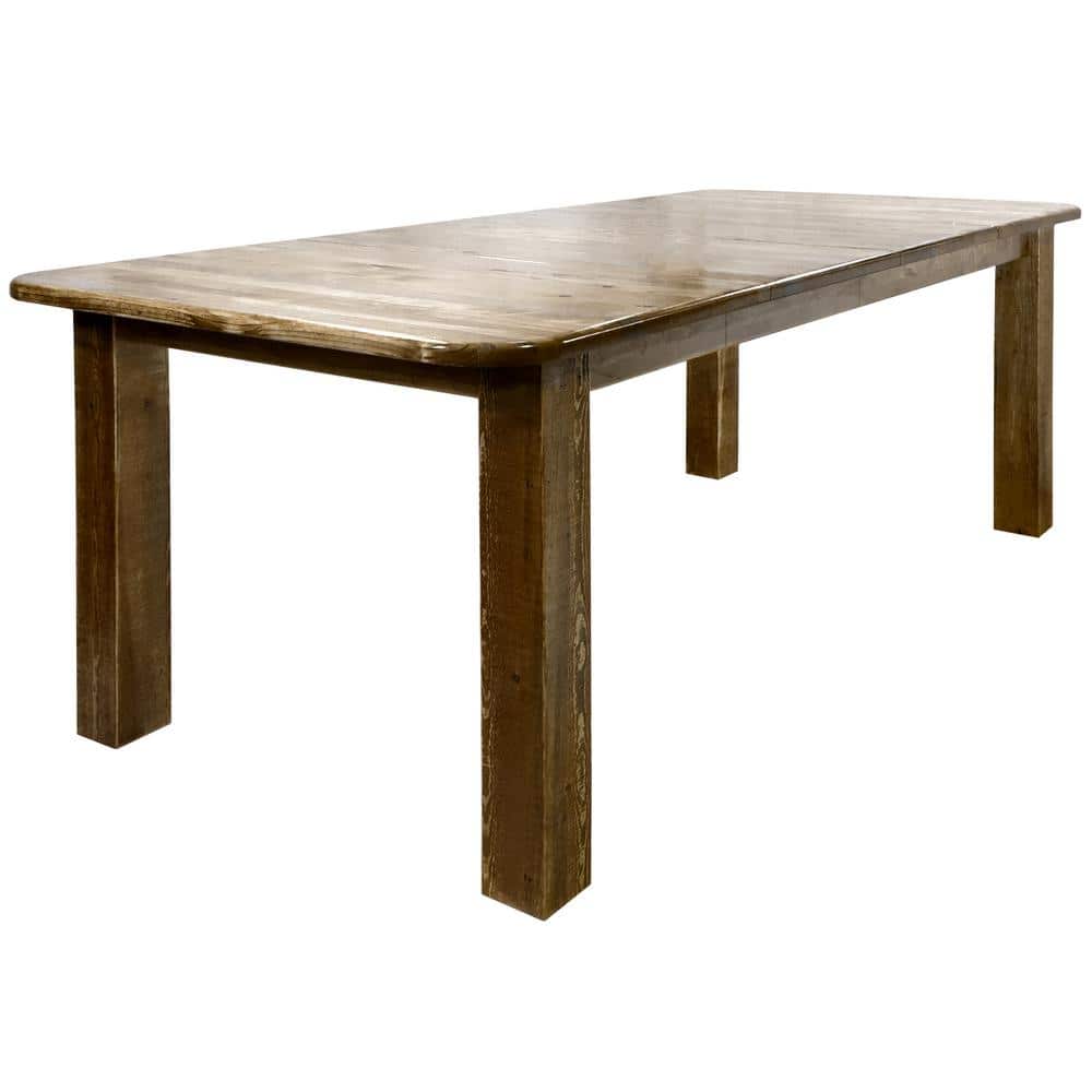 Early American Reclaimed Pine Extendable Dining Table Seats 8