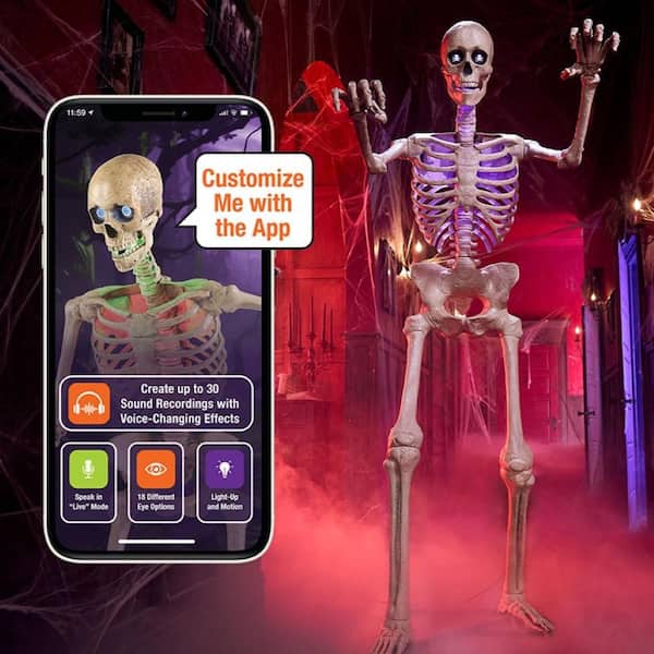 6.5 ft. Grave & Bones Animated LED App Controlled Ultra Skelly with LifeEyes™ LCD Eyes H23