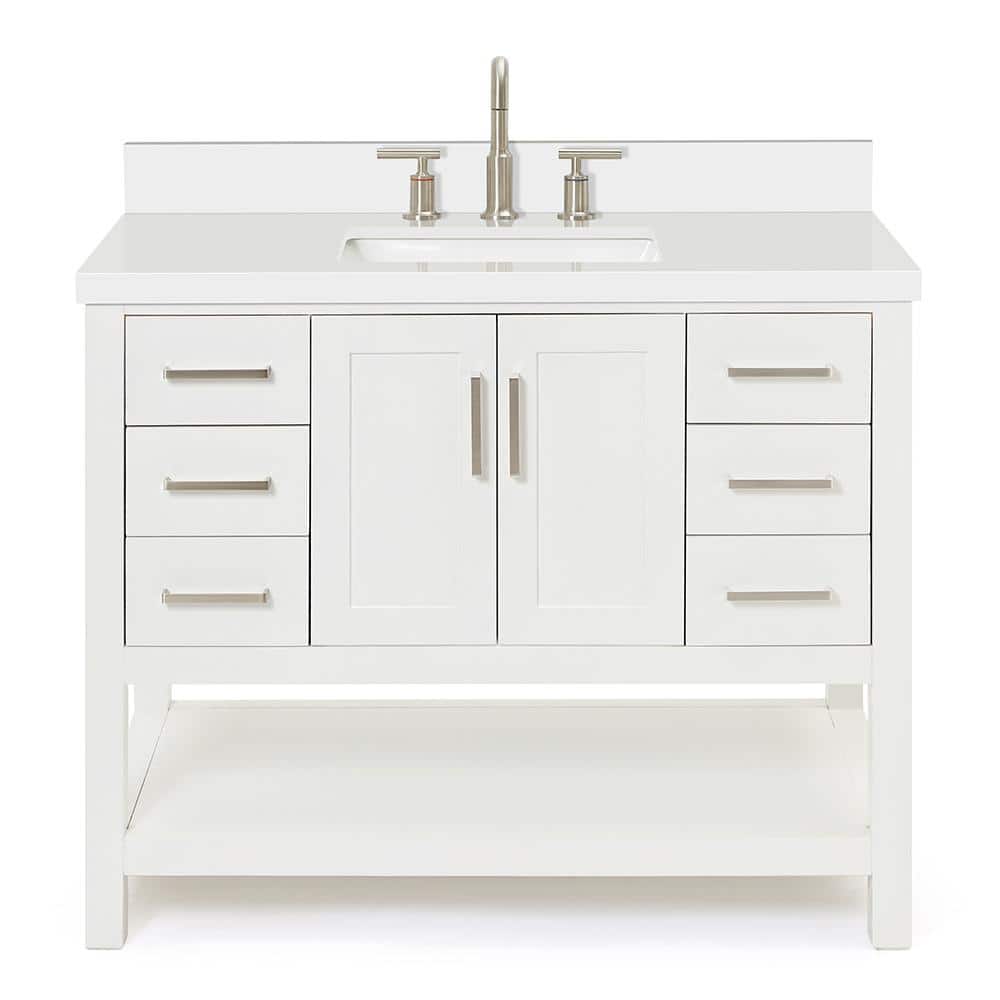 Magnolia White Solid Wood Freestanding Bath Vanity with Quartz Top