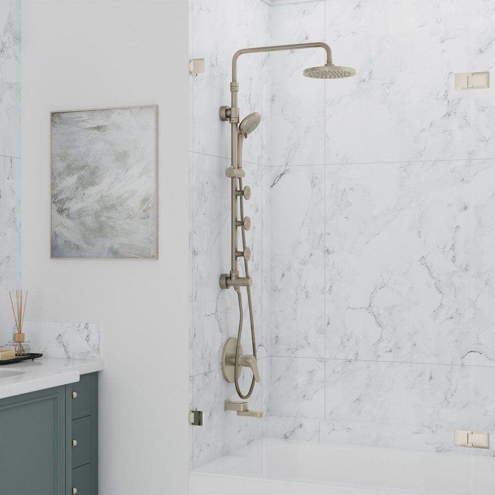 Brushed Nickel Multi-Function Shower System with Adjustable Height